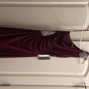 Burgundy one-shoulder classic formal